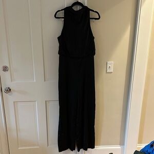 Abercrombie Elegant Black Satin Sleeveless Jumpsuit